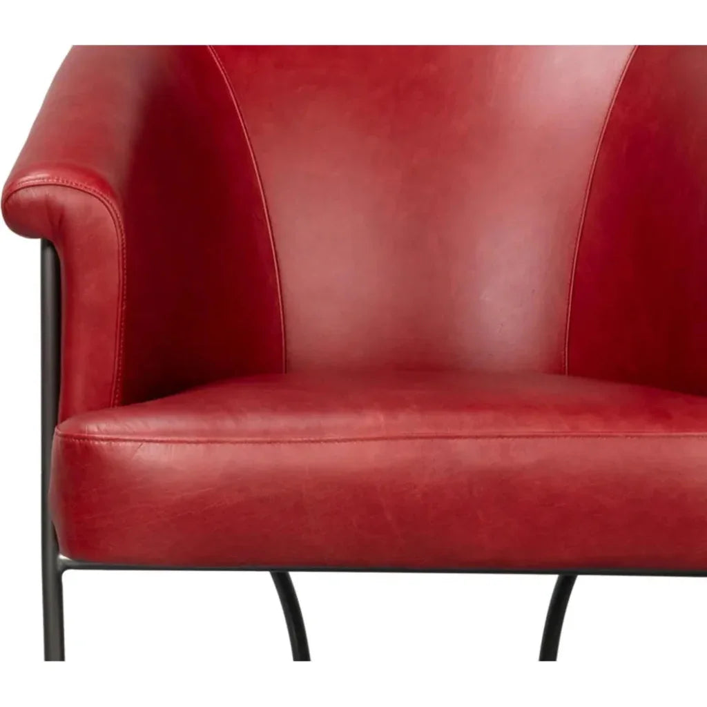 Nagel Leather Upholstery Leather Chair - LOOMLAN - Sarreid - Accent Chairs