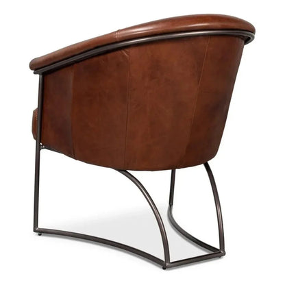 Nagel Leather Upholstery Leather Chair - LOOMLAN - Sarreid - Accent Chairs