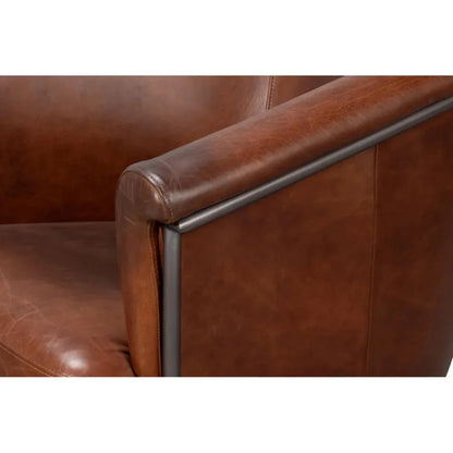 Nagel Leather Upholstery Leather Chair - LOOMLAN - Sarreid - Accent Chairs