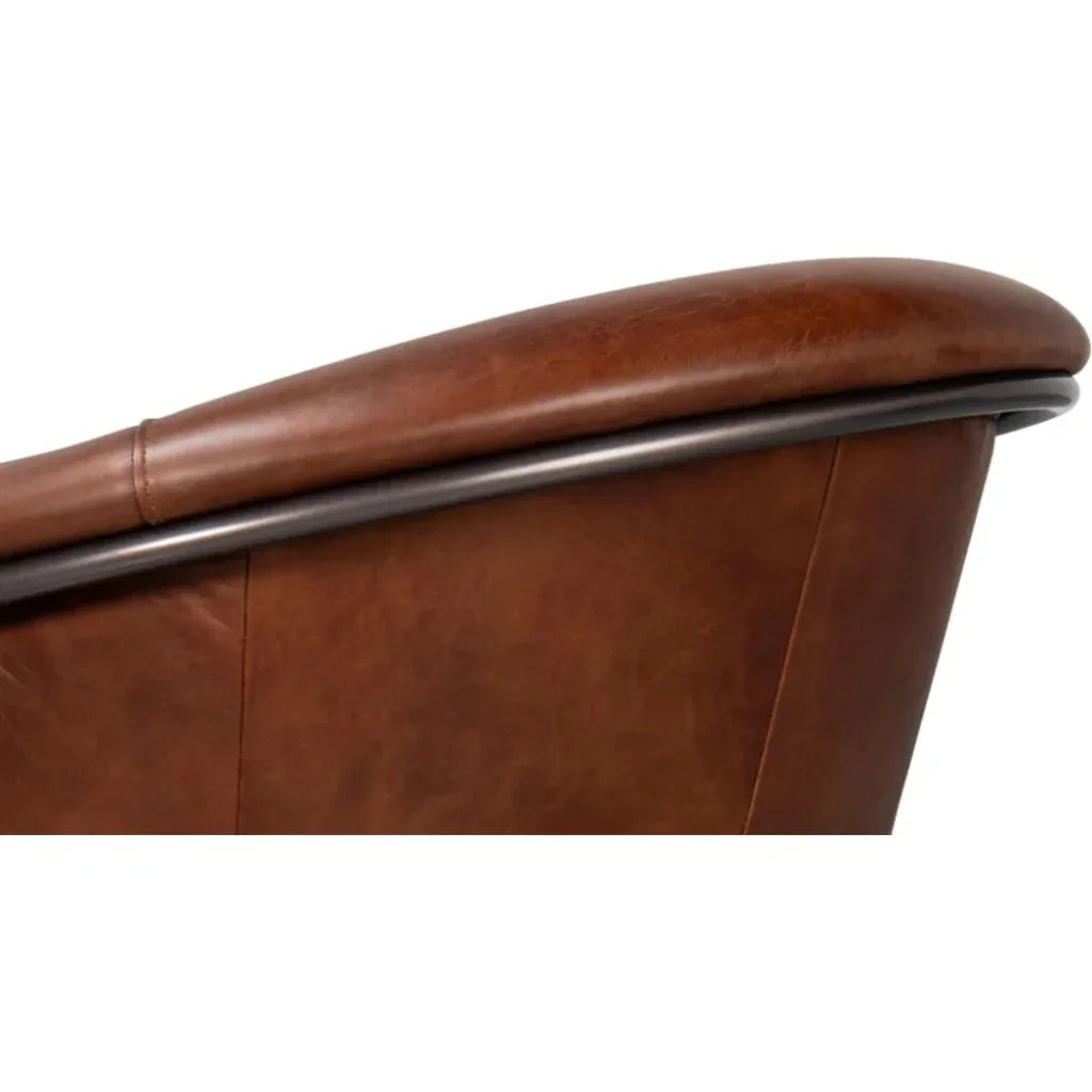 Nagel Leather Upholstery Leather Chair - LOOMLAN - Sarreid - Accent Chairs
