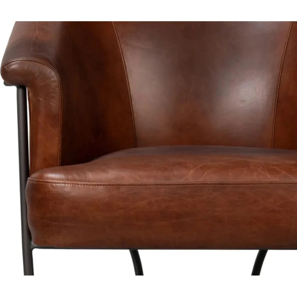 Nagel Leather Upholstery Leather Chair - LOOMLAN - Sarreid - Accent Chairs
