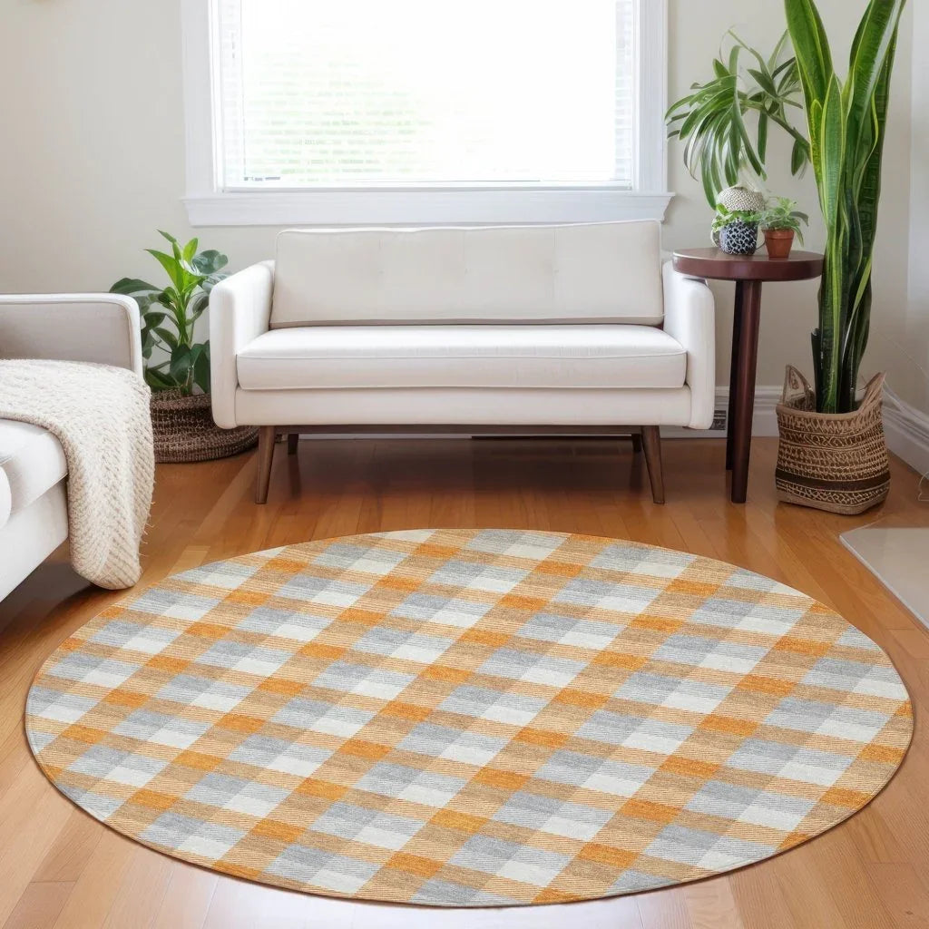 Nahlia Orange Washable Indoor-Outdoor Rug-Outdoor Rugs-LOOMLAN Rugs-LOOMLAN