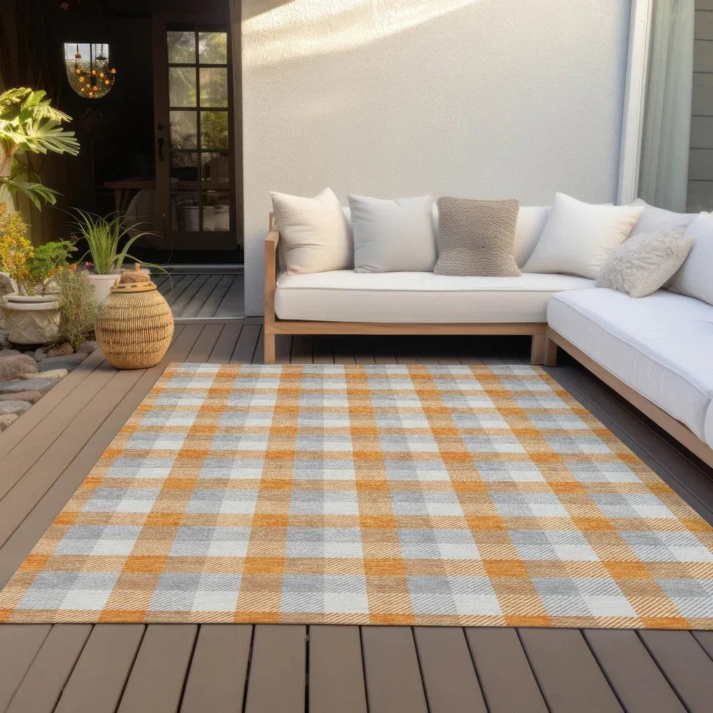 Nahlia Orange Washable Indoor-Outdoor Rug-Outdoor Rugs-LOOMLAN Rugs-LOOMLAN