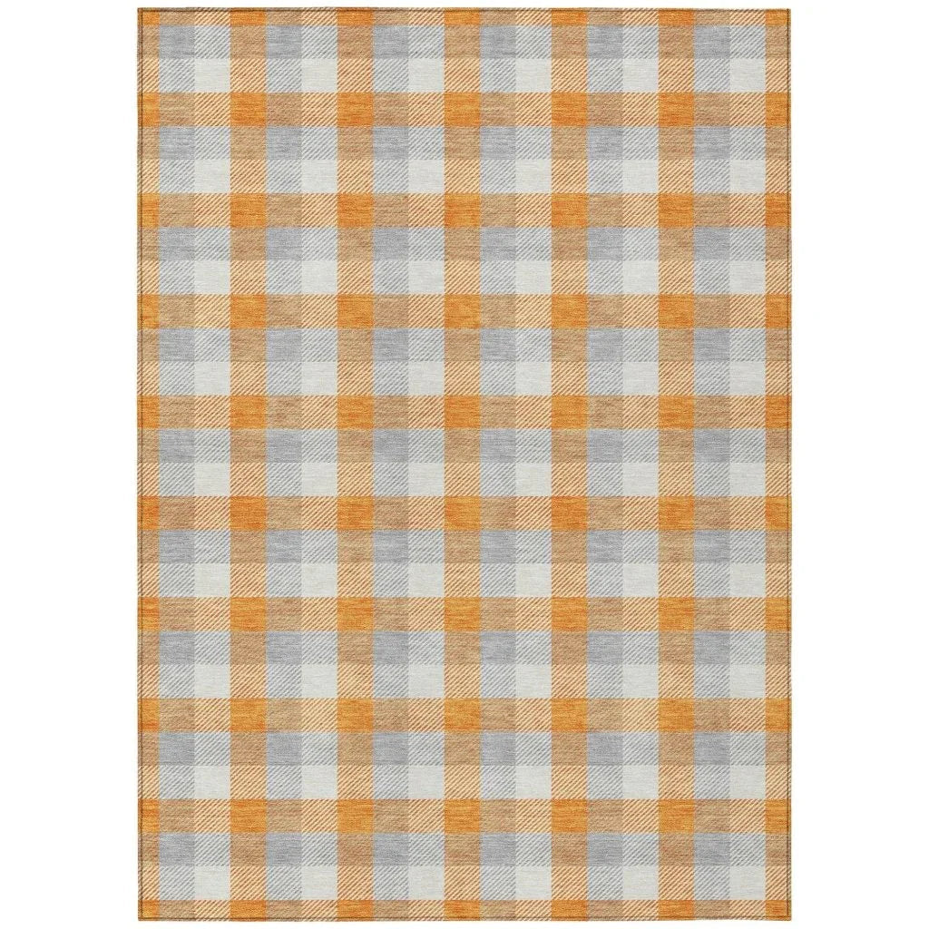 Nahlia Orange Washable Indoor-Outdoor Rug-Outdoor Rugs-LOOMLAN Rugs-2'6" x 3'10"-LOOMLAN