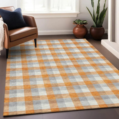 Nahlia Orange Washable Indoor-Outdoor Rug-Outdoor Rugs-LOOMLAN Rugs-LOOMLAN