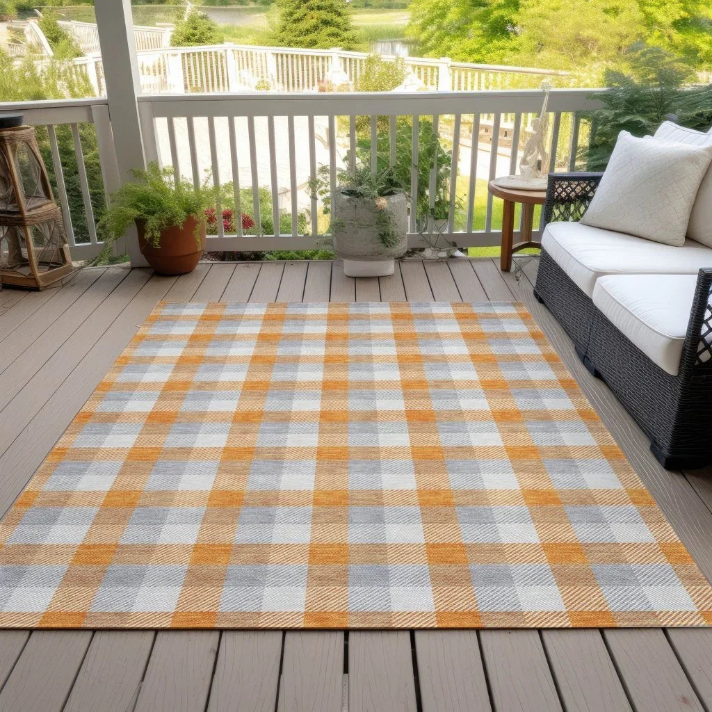 Nahlia Orange Washable Indoor-Outdoor Rug-Outdoor Rugs-LOOMLAN Rugs-LOOMLAN
