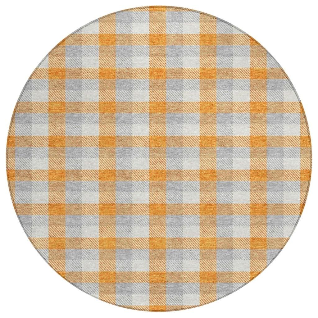 Nahlia Orange Washable Indoor-Outdoor Rug-Outdoor Rugs-LOOMLAN Rugs-8' x 8'-LOOMLAN