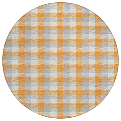 Nahlia Orange Washable Indoor-Outdoor Rug-Outdoor Rugs-LOOMLAN Rugs-8' x 8'-LOOMLAN