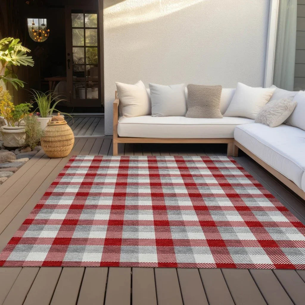 Nahlia Red Washable Indoor-Outdoor Rug-Outdoor Rugs-LOOMLAN Rugs-LOOMLAN
