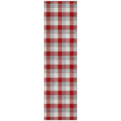 Nahlia Red Washable Indoor-Outdoor Rug-Outdoor Rugs-LOOMLAN Rugs-2'3" x 7'6"-LOOMLAN