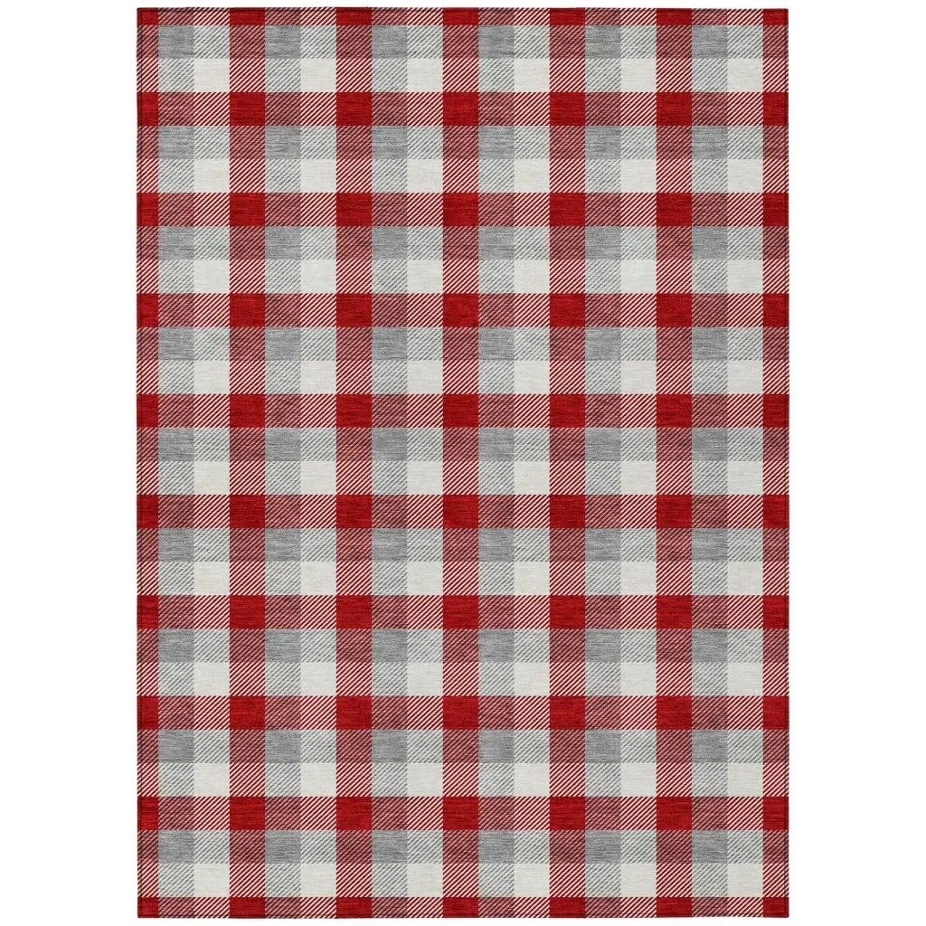 Nahlia Red Washable Indoor-Outdoor Rug-Outdoor Rugs-LOOMLAN Rugs-2'6" x 3'10"-LOOMLAN