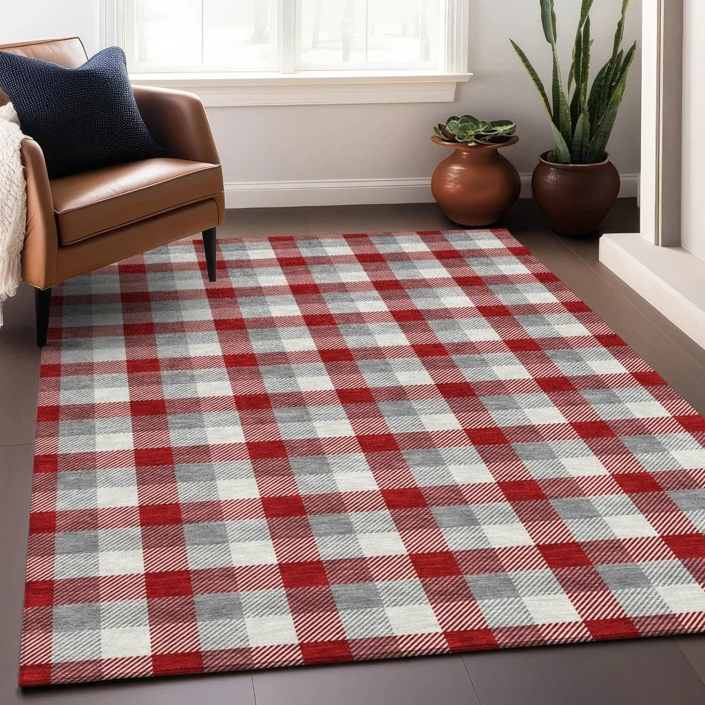 Nahlia Red Washable Indoor-Outdoor Rug-Outdoor Rugs-LOOMLAN Rugs-LOOMLAN