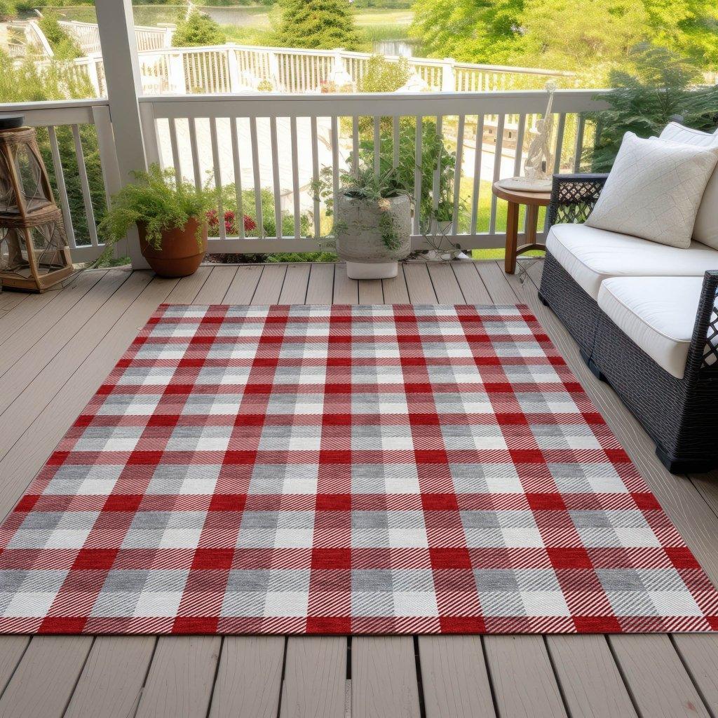 Nahlia Red Washable Indoor-Outdoor Rug-Outdoor Rugs-LOOMLAN Rugs-LOOMLAN