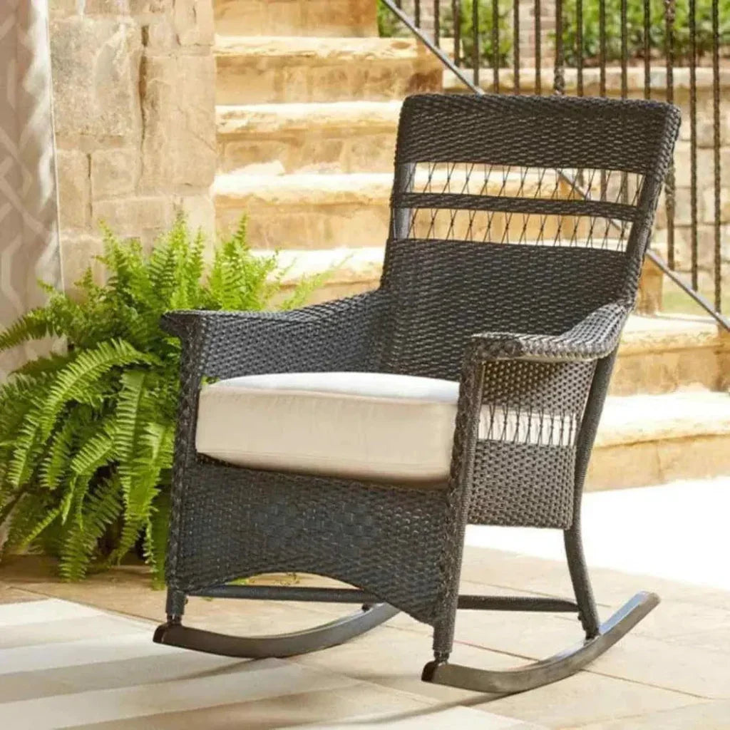Nantucket Porch Rocker Premium Wicker Furniture-Outdoor Lounge Chairs-Lloyd Flanders-LOOMLAN