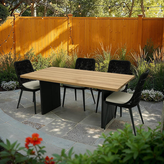 Naples Wood Top Outdoor Dining Table-Outdoor Dining Tables-LH Imports-LOOMLAN