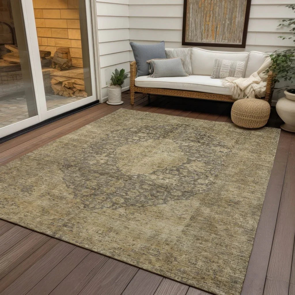 Naraxa Brown Washable Indoor - Outdoor Rug - LOOMLAN - LOOMLAN Rugs - Outdoor Rugs