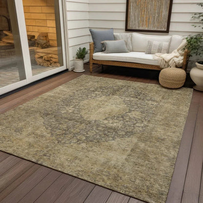 Naraxa Brown Washable Indoor - Outdoor Rug - LOOMLAN - LOOMLAN Rugs - Outdoor Rugs