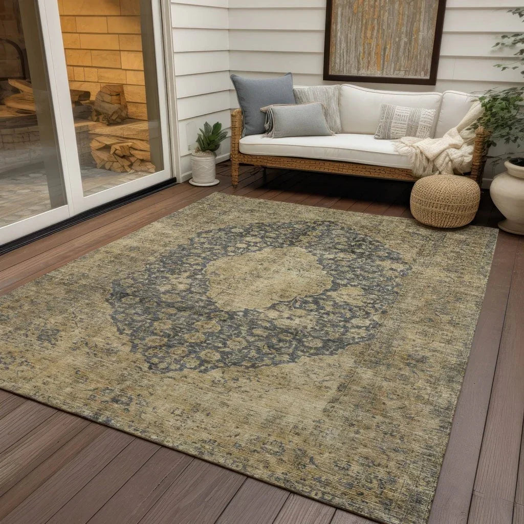 Naraxa Gray Washable Indoor - Outdoor Rug - LOOMLAN - LOOMLAN Rugs - Outdoor Rugs