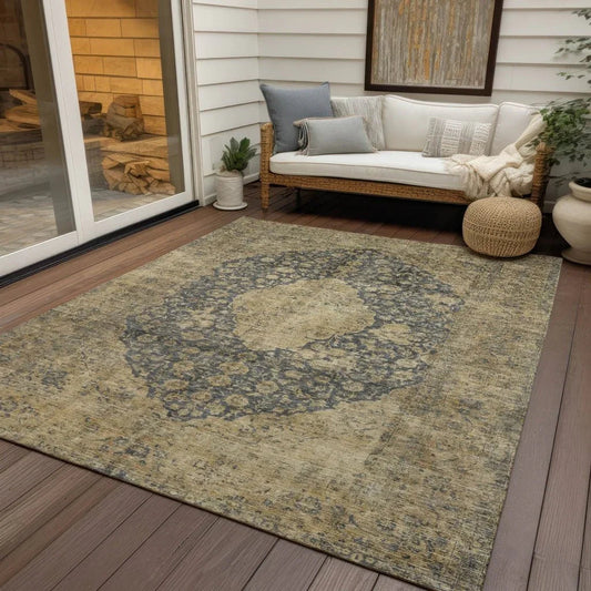 Naraxa Gray Washable Indoor - Outdoor Rug - LOOMLAN - LOOMLAN Rugs - Outdoor Rugs
