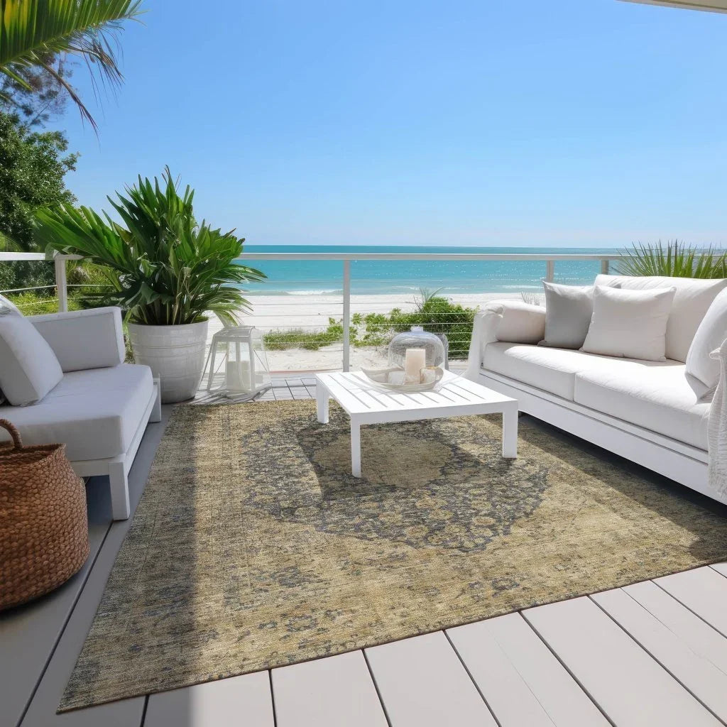 Naraxa Gray Washable Indoor - Outdoor Rug - LOOMLAN - LOOMLAN Rugs - Outdoor Rugs