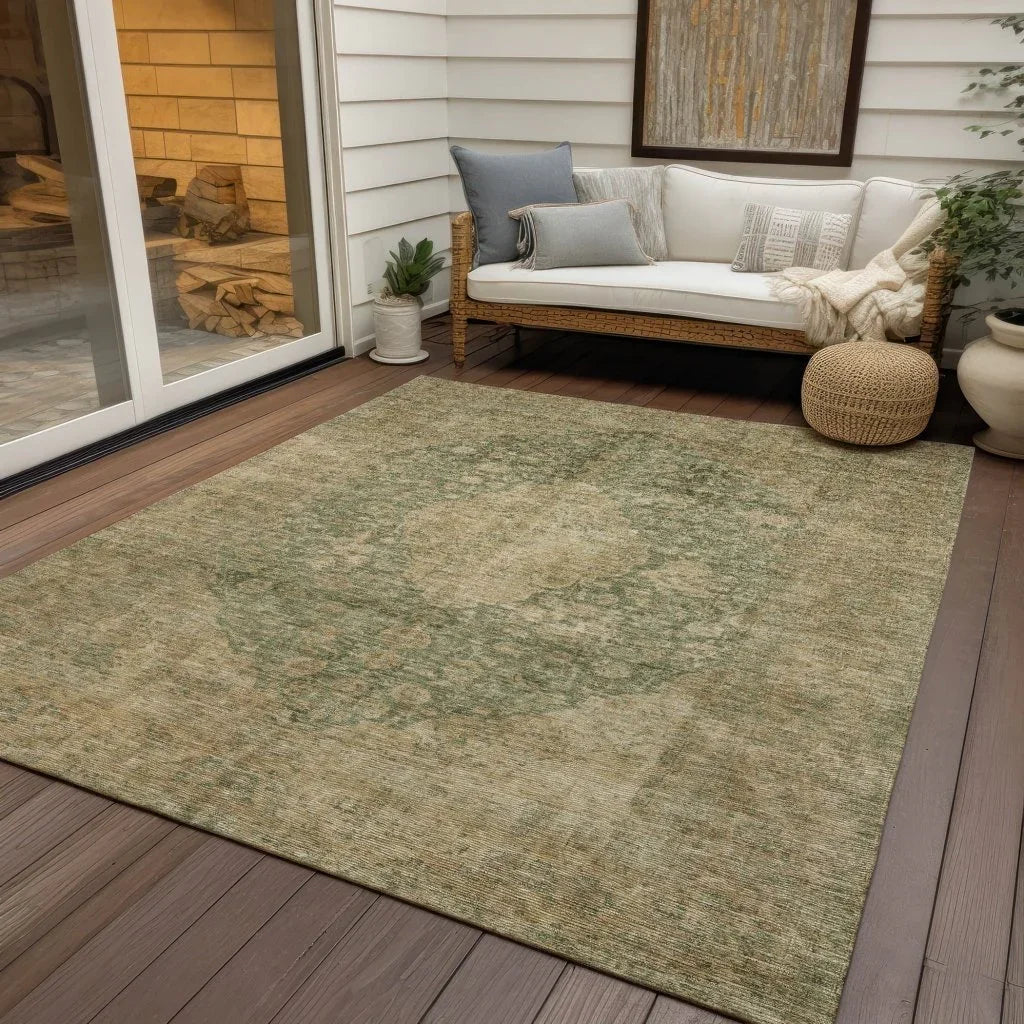 Naraxa Green Washable Indoor - Outdoor Rug - LOOMLAN - LOOMLAN Rugs - Outdoor Rugs