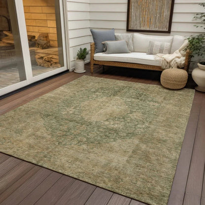 Naraxa Green Washable Indoor - Outdoor Rug - LOOMLAN - LOOMLAN Rugs - Outdoor Rugs