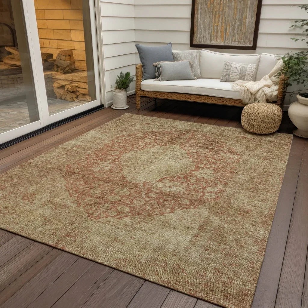 Naraxa Orange Washable Indoor - Outdoor Rug - LOOMLAN - LOOMLAN Rugs - Outdoor Rugs
