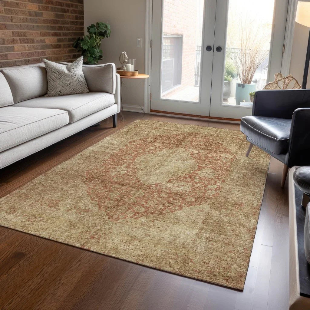 Naraxa Orange Washable Indoor - Outdoor Rug - LOOMLAN - LOOMLAN Rugs - Outdoor Rugs