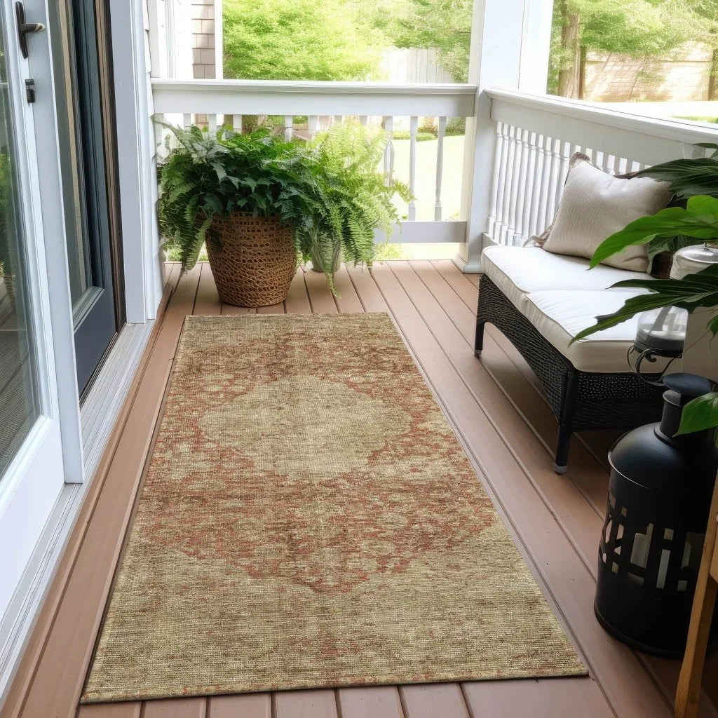 Naraxa Orange Washable Indoor - Outdoor Rug - LOOMLAN - LOOMLAN Rugs - Outdoor Rugs