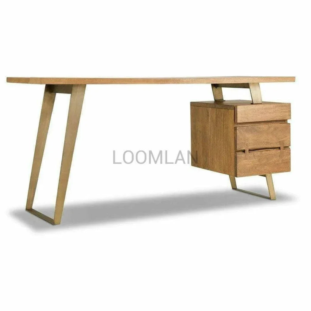 Narevin Home Office Desk with Built-In File Cabinet-Home Office Desks-LOOMLAN-LOOMLAN