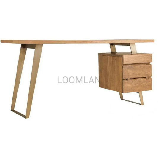 Narevin Home Office Desk with Built-In File Cabinet-Home Office Desks-LOOMLAN-LOOMLAN