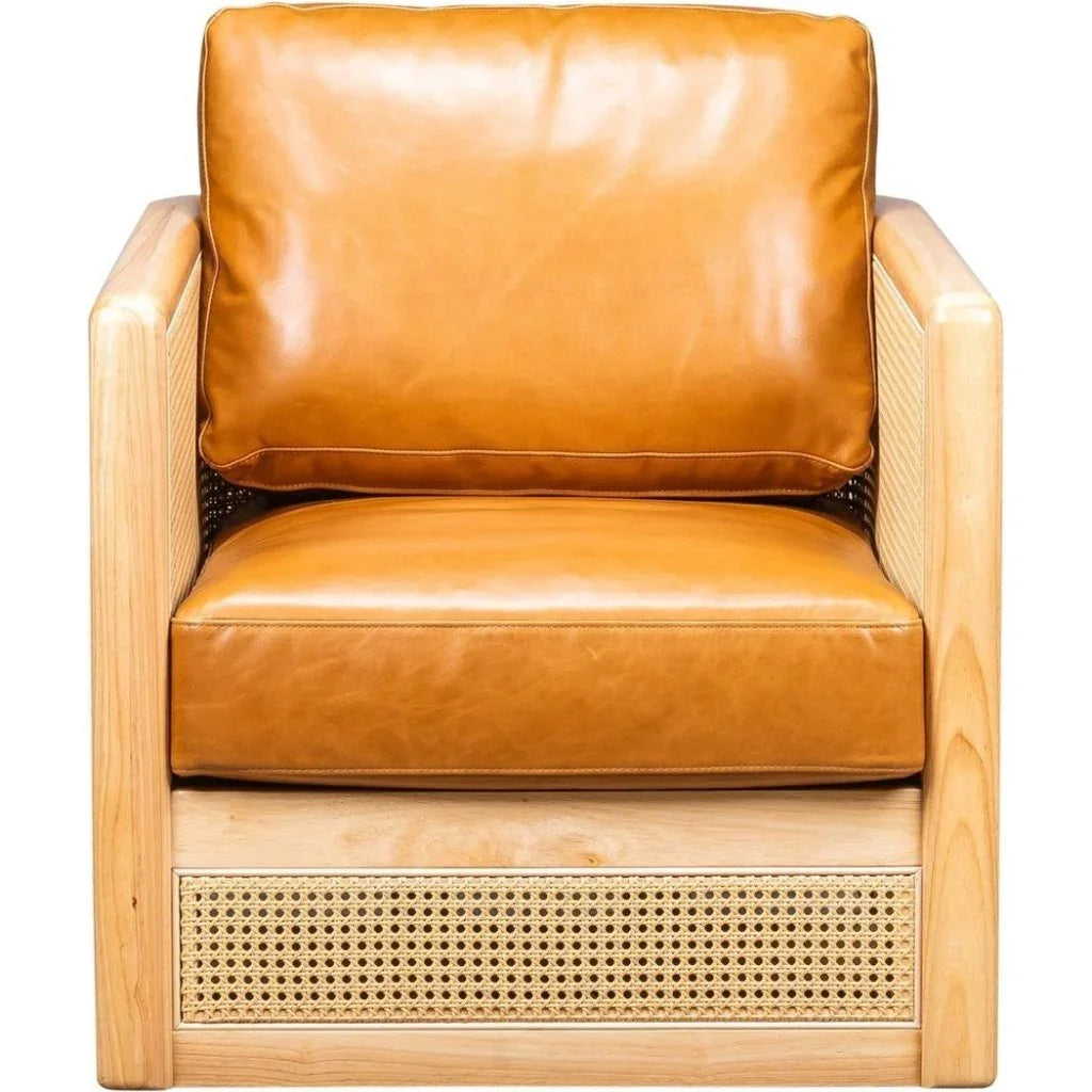 Nassau Leather Comfort Swivel Chair - LOOMLAN - Olivia + Quinn - Club Chairs