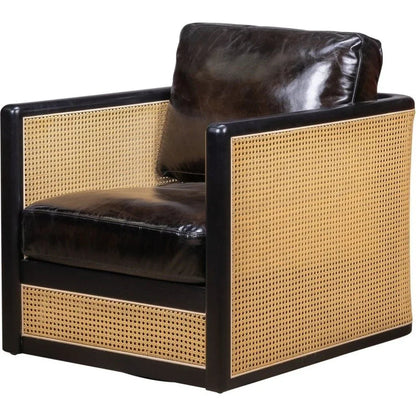 Nassau Leather Comfort Swivel Chair - LOOMLAN - Olivia + Quinn - Club Chairs