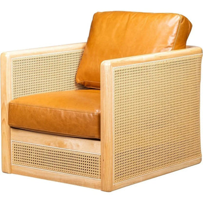 Nassau Leather Comfort Swivel Chair - LOOMLAN - Olivia + Quinn - Club Chairs