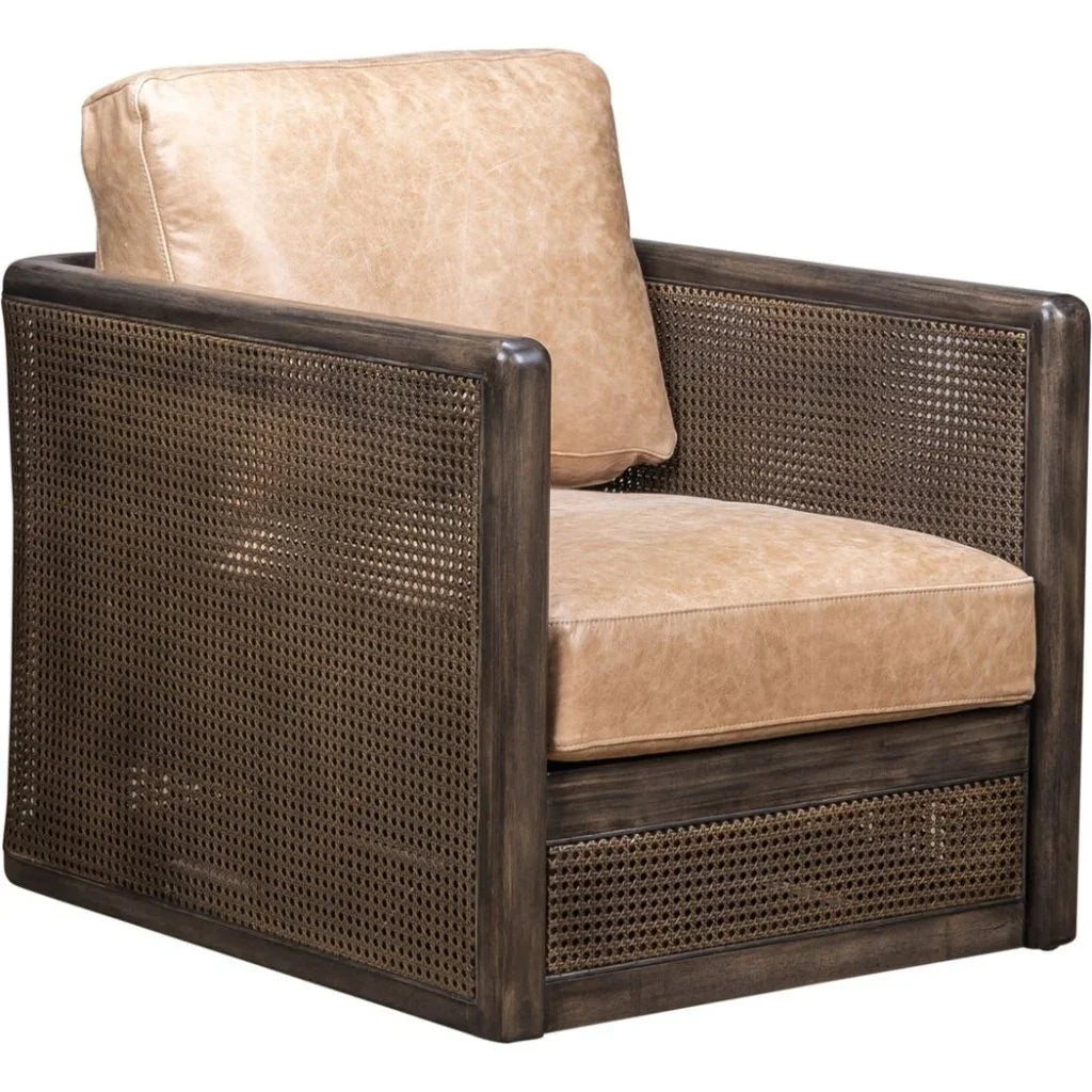 Nassau Leather Comfort Swivel Chair - LOOMLAN - Olivia + Quinn - Club Chairs