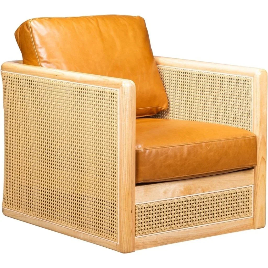 Nassau Leather Comfort Swivel Chair - LOOMLAN - Olivia + Quinn - Club Chairs