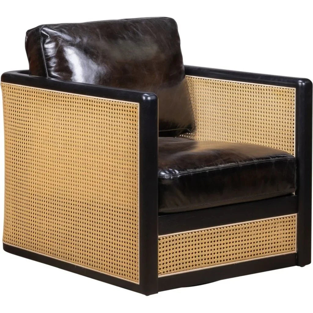 Nassau Leather Comfort Swivel Chair - LOOMLAN - Olivia + Quinn - Club Chairs