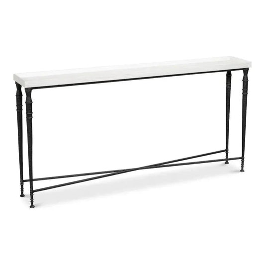 Nathaniel Console Table Extra Slim Two Tone Wood 60" - LOOMLAN - Sarreid - Console Tables