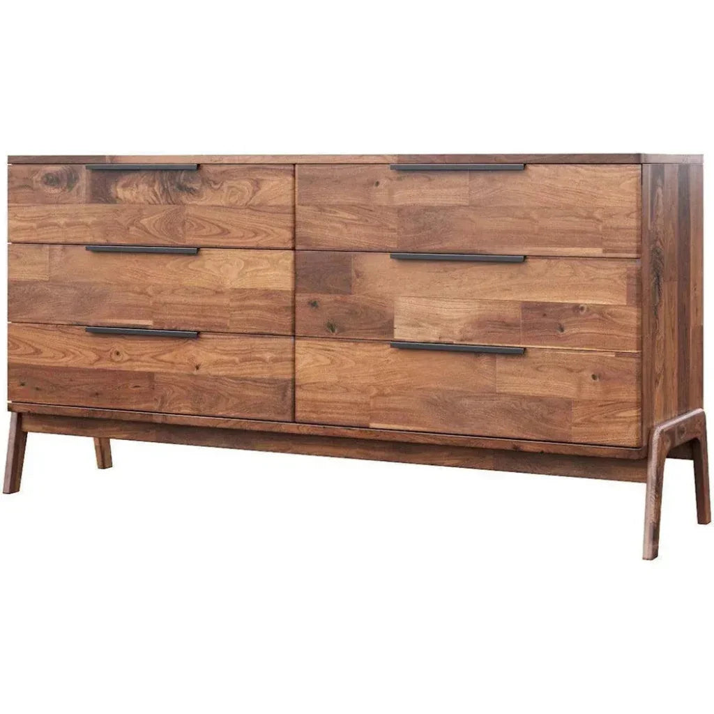 Natural Brown Solid Wood Remix 6 Drawer Dresser - LOOMLAN - LH Imports - Dressers