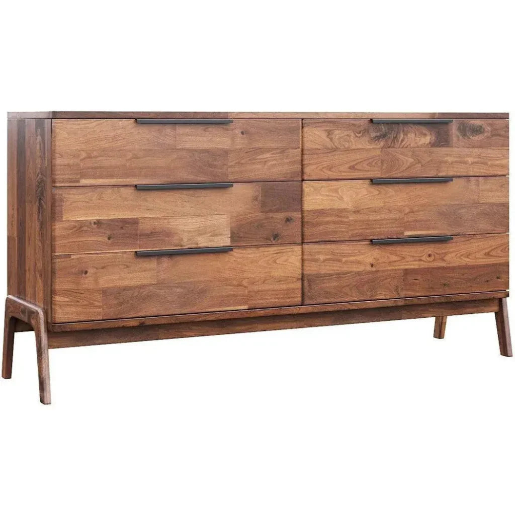 Natural Brown Solid Wood Remix 6 Drawer Dresser - LOOMLAN - LH Imports - Dressers