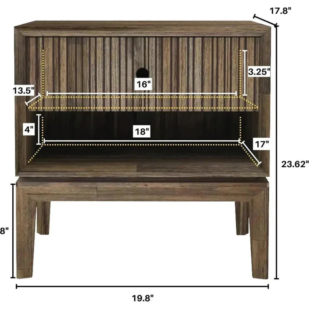 Natural Brown Solid Wood West Nightstand - LOOMLAN - LH Imports - Nightstands