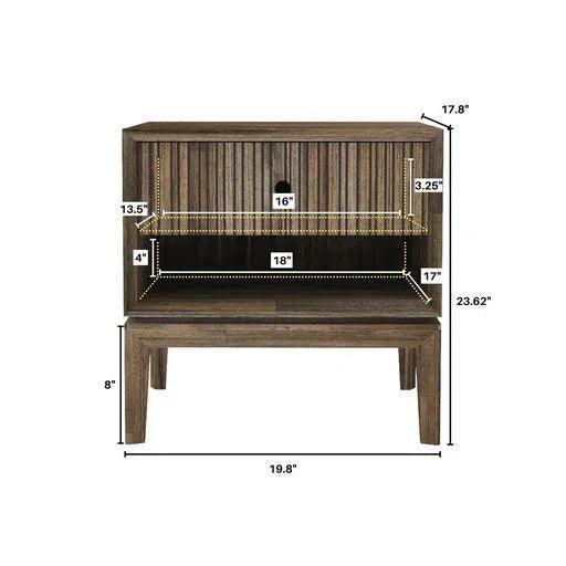 Natural Brown Solid Wood West Nightstand - LOOMLAN - LH Imports - Nightstands