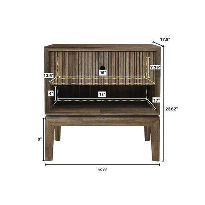 Natural Brown Solid Wood West Nightstand - LOOMLAN - LH Imports - Nightstands