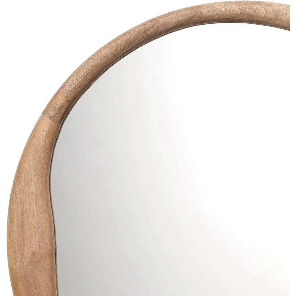 Natural Mango Wood Organic Round Wall Mirror - LOOMLAN - Jamie Young - Wall Mirrors