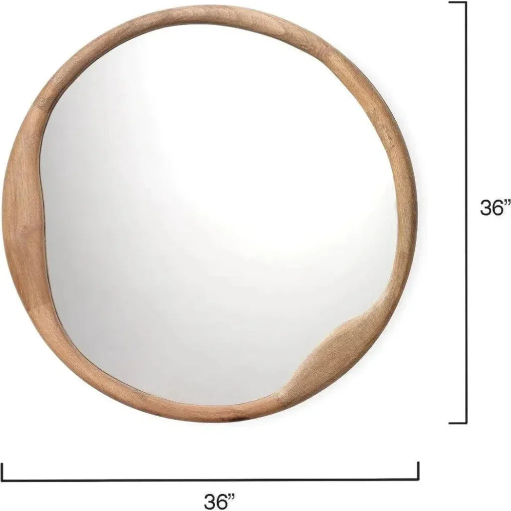 Natural Mango Wood Organic Round Wall Mirror - LOOMLAN - Jamie Young - Wall Mirrors
