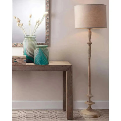 Natural Mango Wood Petite Paro Floor Lamp-Floor Lamps-Jamie Young-LOOMLAN