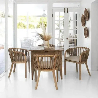 Natural Rattan and Teak Dining Chair - LOOMLAN - Artesia - Dining Chairs