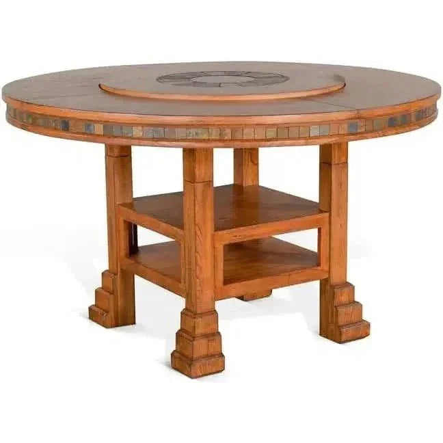 Natural Round Dining Table Set 4 Counter Stools-Dining Table Sets-Sunny D-LOOMLAN