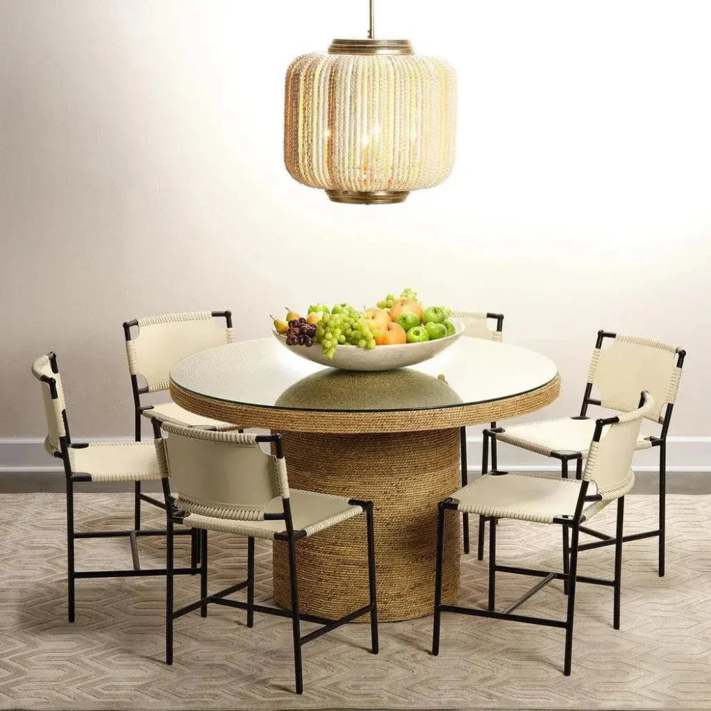 Natural Seagrass Harbor Round Bistro Table-Dining Tables-Jamie Young-LOOMLAN
