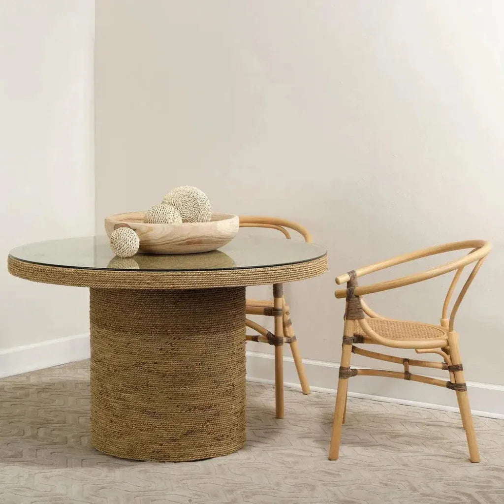 Natural Seagrass Harbor Round Bistro Table-Dining Tables-Jamie Young-LOOMLAN